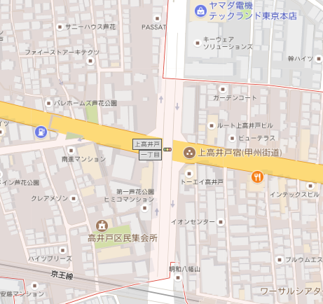 報道された滝川英治の住所“東京都杉並区上高井戸1丁目”の周辺地図