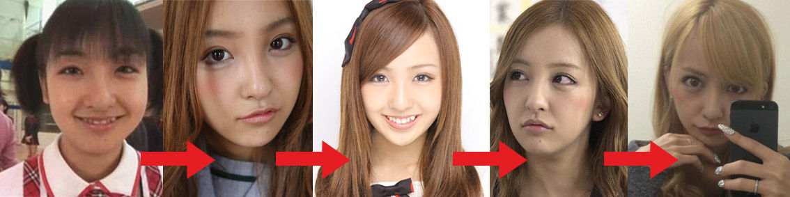 板野友美さんの顔の変遷